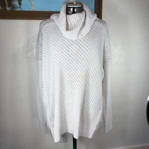 Lucky Brand Knit Button-Side‎ Poncho Sweater | Women’s XL | Light Gray